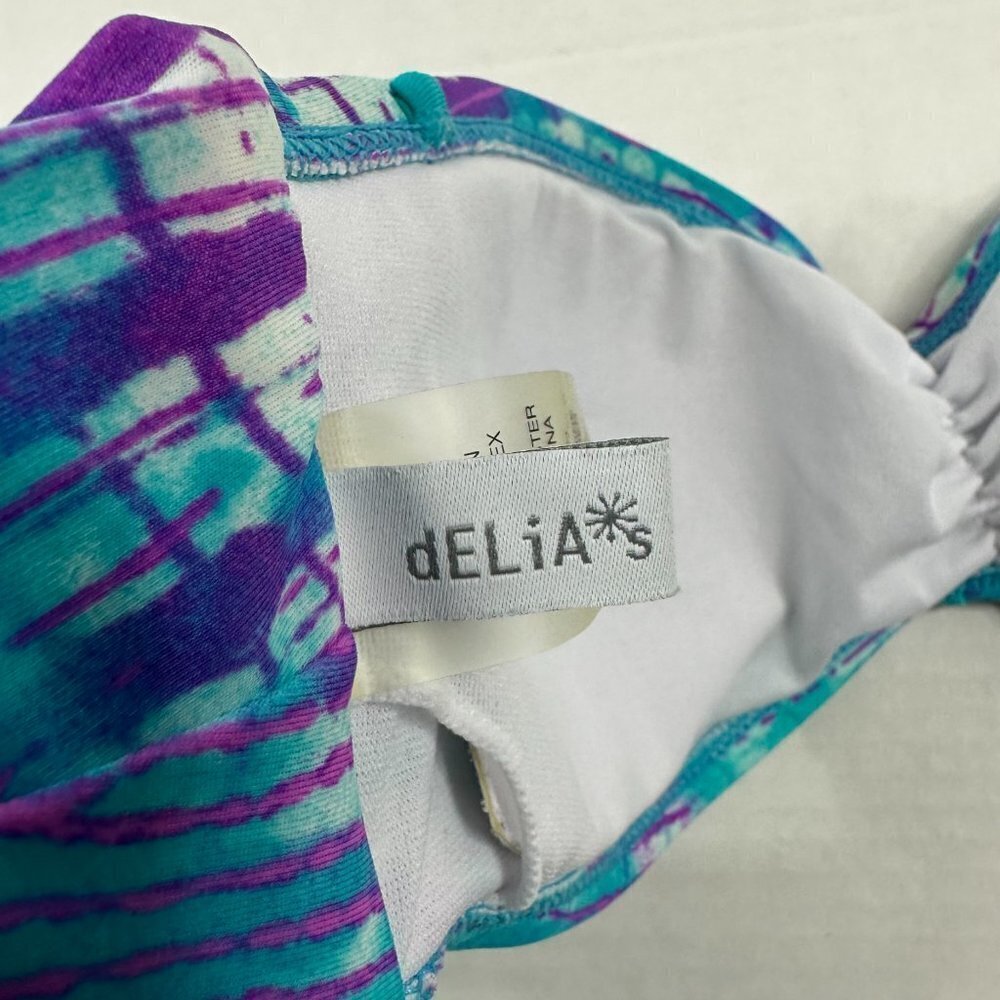Delia*s Aqua Purple Bandeau Swim Top, Medium - Picture 5 of 7